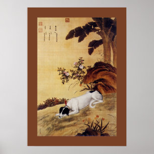 Poster Mukongque 蓦空鹊 ~ Lévrier ~ Giuseppe Castiglione~