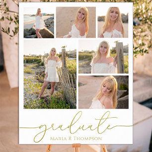 Poster Multi Photo Collage Moderne Script de Graduation