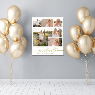 Poster Multi Photo Collage Moderne Script de Graduation