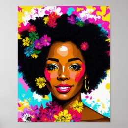 Poster Multicolore Black Woman Pop Art
