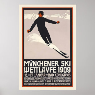 Poster Münchener Ski Garmisch-Partenkirchen Allemagne