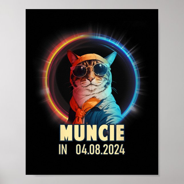 Poster Muncie Indiana Total Solar Eclipse 2024 (Devant)