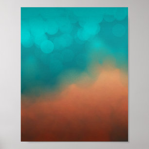 Poster Mur Abstrait bleu Turquoise couleur turquoise