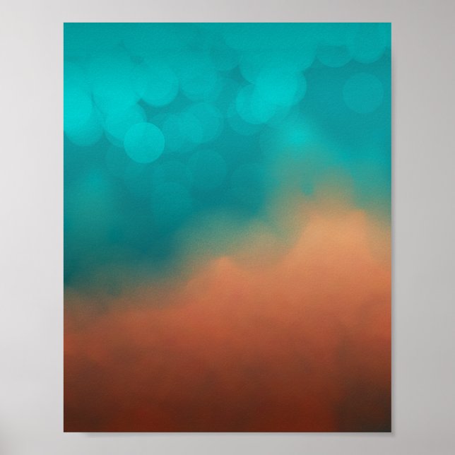Poster Mur Abstrait bleu Turquoise couleur turquoise (Devant)