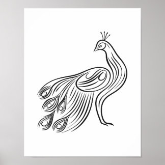 Poster Mur d'art minimaliste de la ligne Peacock