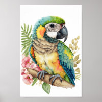Mur d'art tropical ornithologique macaw avec impri