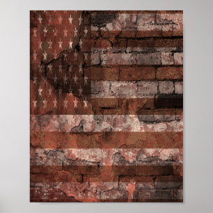 Poster Mur de briques du drapeau américain