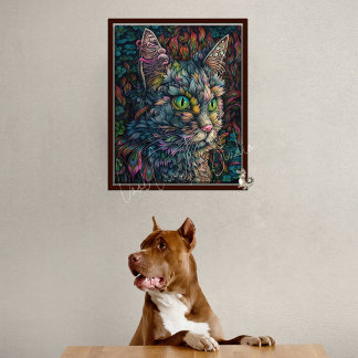 Poster Mur de chat numérique Art-Belle Calico Portrait de