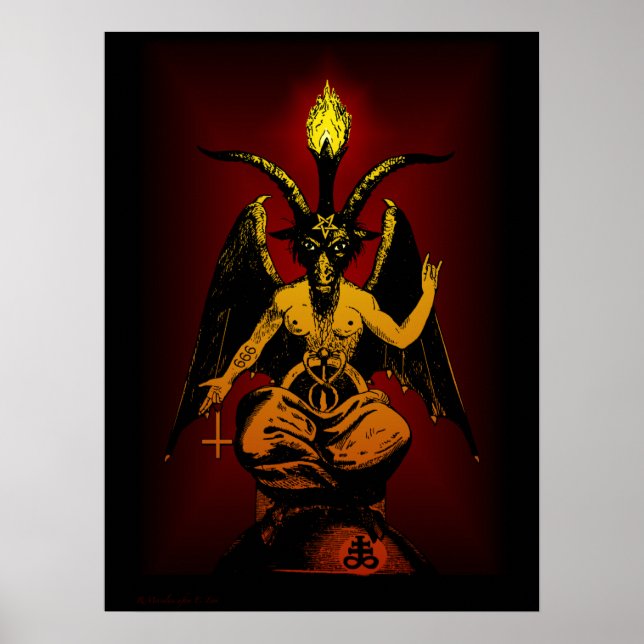 Poster Mur de chèvre satanique Art 18x24 (Devant)