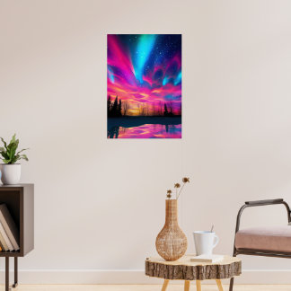 Poster Mur d'impression coloré brillant Northern Lights
