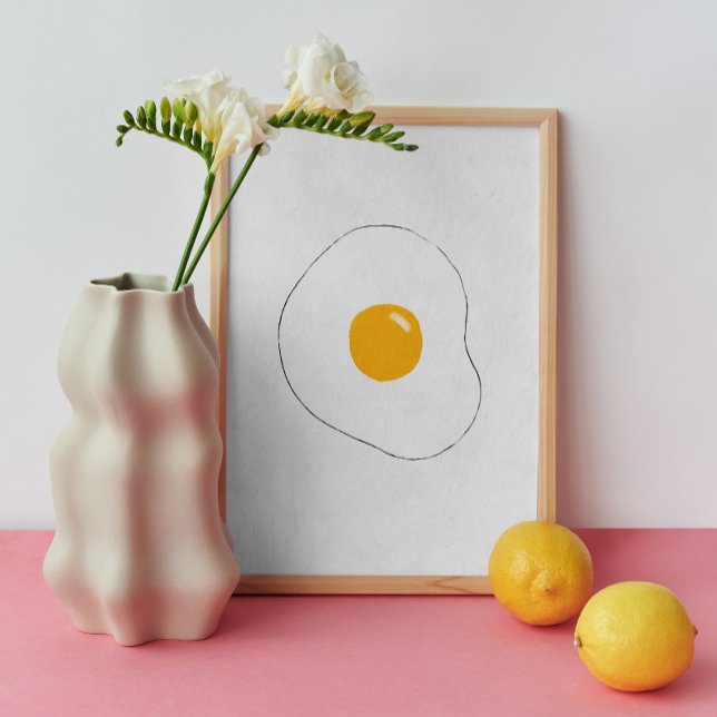 Poster Mur d'oeufs frit minimaliste Art. Cuisine Drôle No (Créateur téléchargé)