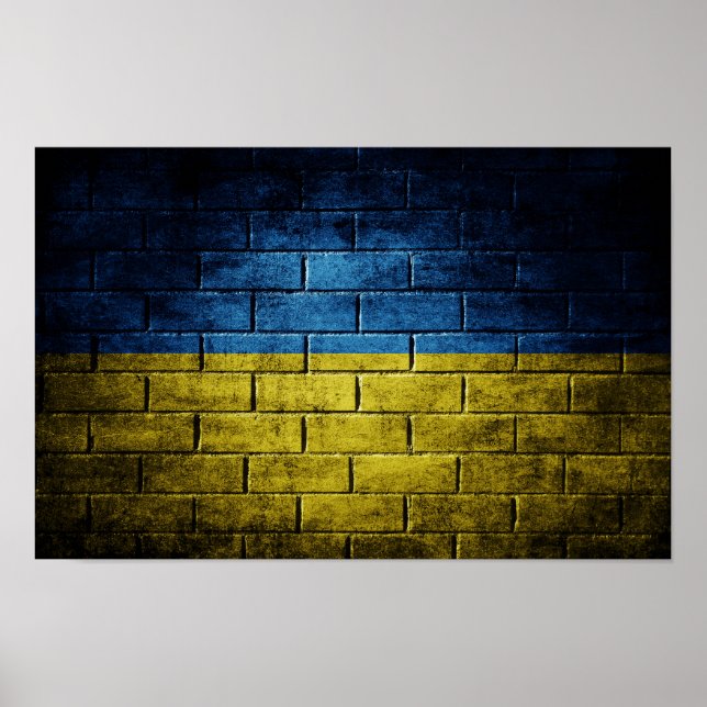 Poster Mur du drapeau ukrainien (Devant)