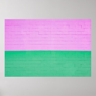 POSTER MUR PEINT ROSE ET VERT
