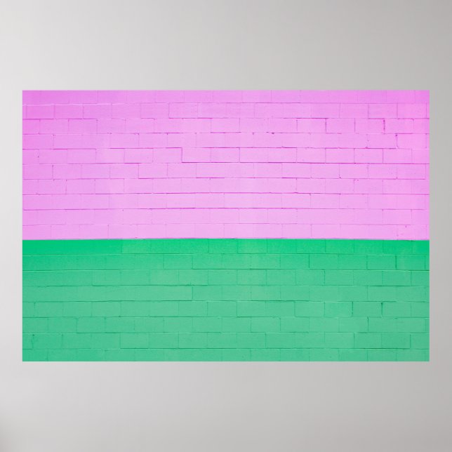 POSTER MUR PEINT ROSE ET VERT (Devant)