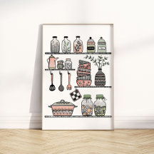 Poster mural de cuisine Boho-chic Pastel du milieu
