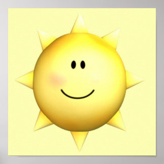 Poster murale joyeux soleil visage 11x11 personnal