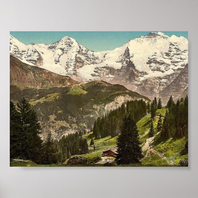 Poster Murren, Grutschalp, I, Eiger, Monch et Jungfrau, (Devant)