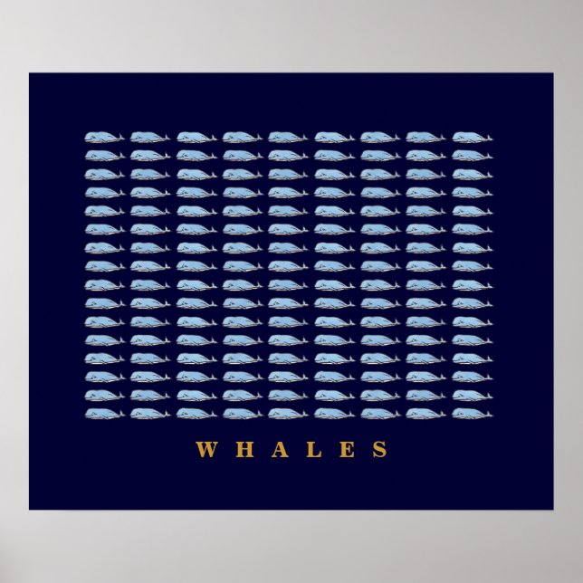 Poster murs de décor de baleines bleues (Devant)