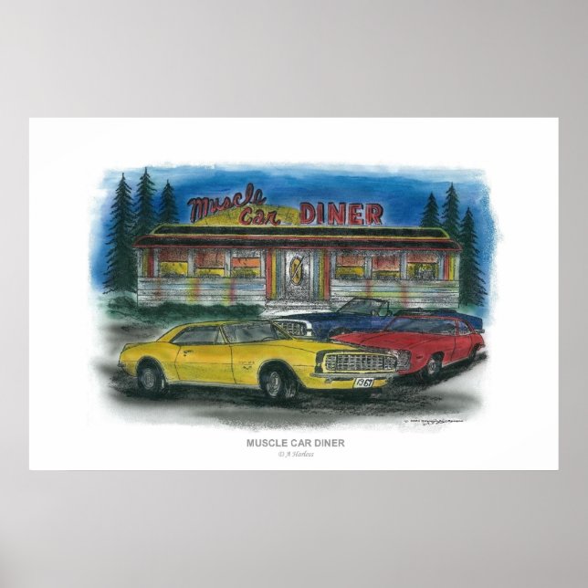Poster MUSCLE CAR DINER imprimer (Devant)