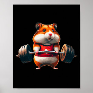 Poster Muscle Gym Hamster Deadlifting Humour Poids