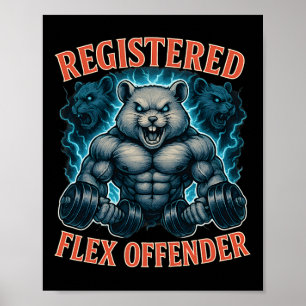 Poster Muscle Hamster Défenseur Flex Enregistré Drôle Gym
