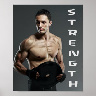 Poster Muscle Homme Force Ascenseur Poids Gym entraînemen