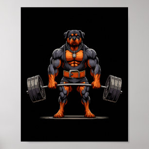 Poster Muscle Rottweiler Chien Levant à la date Gym Weigh