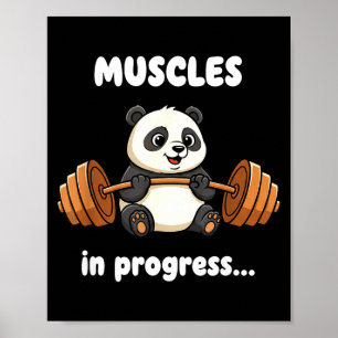 Poster Muscles en progrès drôle panda fitness salle de sp