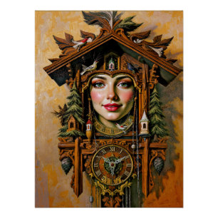 Poster « Muse intemporelle » – Portrait d'une horloge à c