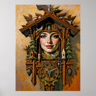Poster « Muse intemporelle » – Portrait d'une horloge à c