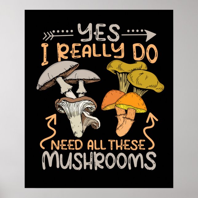 Poster Mushroom Hunter Men Fungi Foraging Morels (Devant)