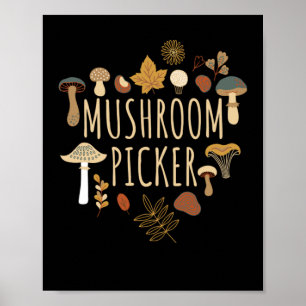 Poster Mushroom Picker Mushroom Collecting Fungi