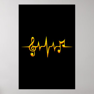 Poster Music Pulse Notes Clef Frequency Wave Sound
