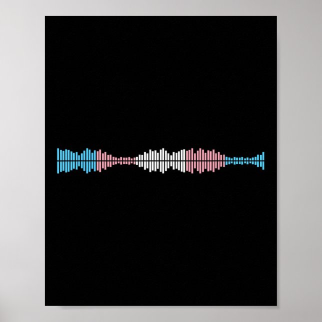 Poster Music Waves Subtle Trans Pride Flag Transgender Ri (Devant)