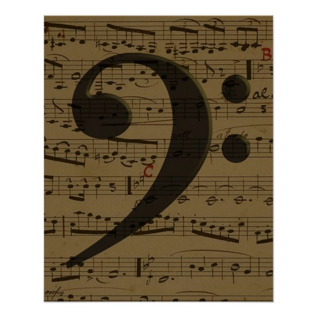 Poster Musical Treble Clef Sheet Musique Classique (Devant)