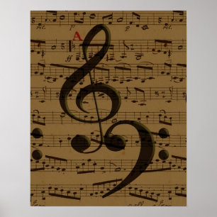 Poster Musical Treble Clef Sheet Musique Classique