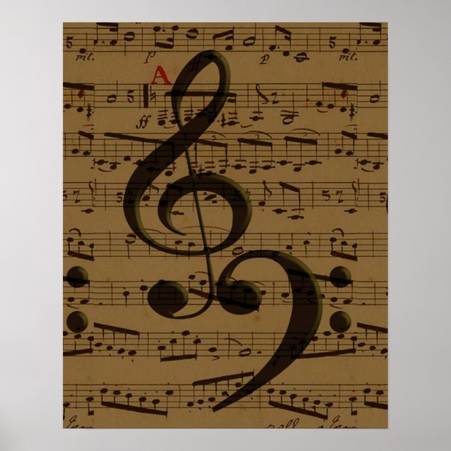 Poster Musical Treble Clef Sheet Musique Classique (Devant)