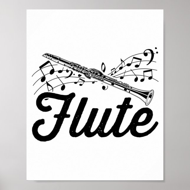 Poster Musicien flûtiste | Idée cadeau Flute Orchestra (Devant)