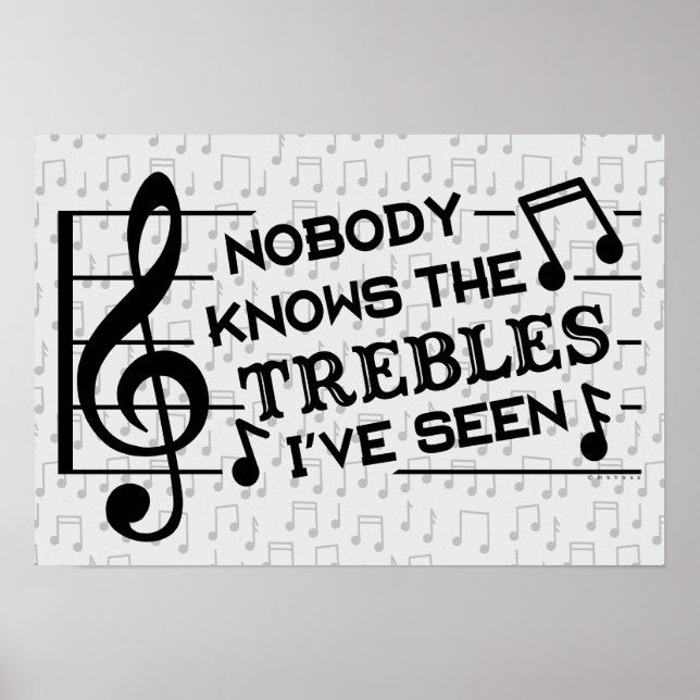 Poster Musiciens amusants Treble Joke Pun | Enseignants e (Devant)