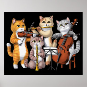 Poster Musiciens de chats