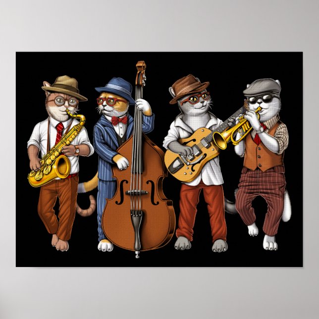 Poster Musiciens de jazz Cat (Devant)