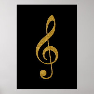 Poster musique à clef dorée