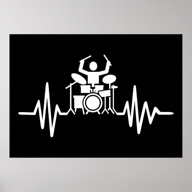 Poster Musique Art Drummer Hearbeat (Devant)