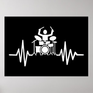 Poster Musique Art Drummer Heartbeat