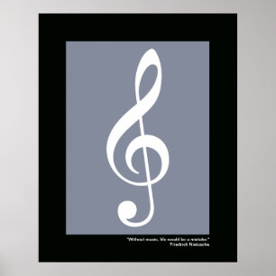 Poster musique blanc treize clef