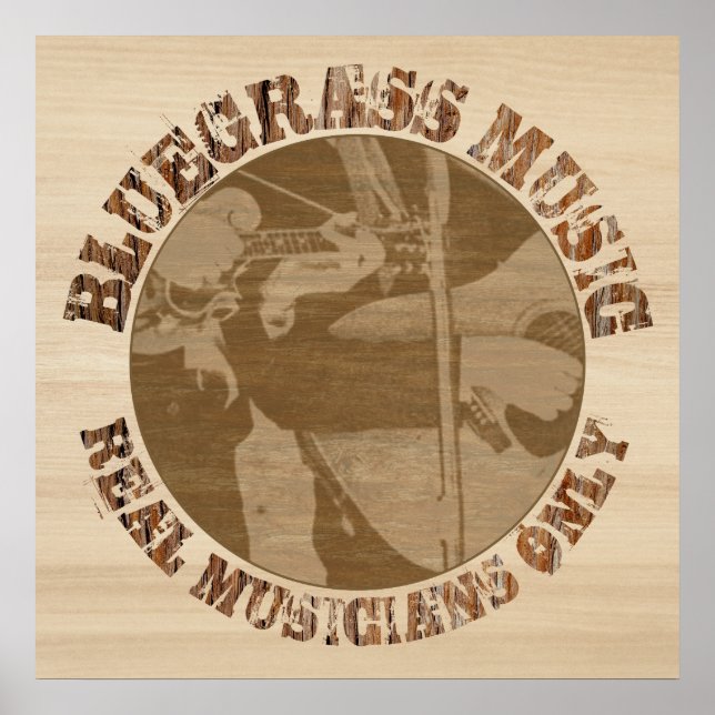 Poster Musique Bluegrass Véritable Musiciens Seulement En (Devant)