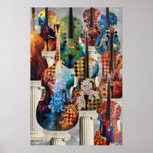 Poster Musique Cello, Décor Musique Art Mur