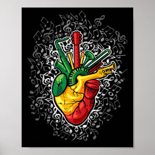 Poster Musique Cœur Mois de l'histoire des Noirs Couleurs