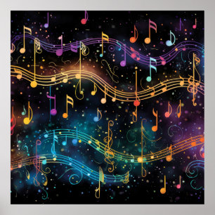 Poster Musique Colorée la Nuit