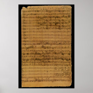 Poster Musique de feuille ancienne par Johann Sebastian B